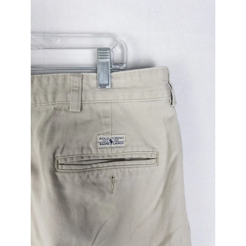 VTG Polo Ralph Lauren Pants‎ Mens 40x32 Beige Pleated Casual Cotton Chino
